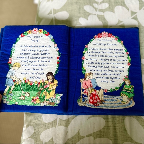 VTG Handmade Material Stitched Sewn Child's Virtues Life Lessons Soft Book Art - Picture 7 of 13